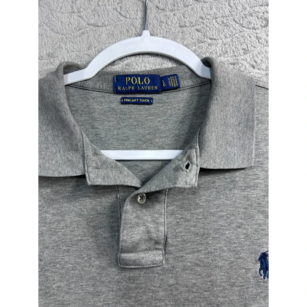 Polo Ralph Lauren‎ Men's Gray Pima Soft Touch Polo Shirt Large
